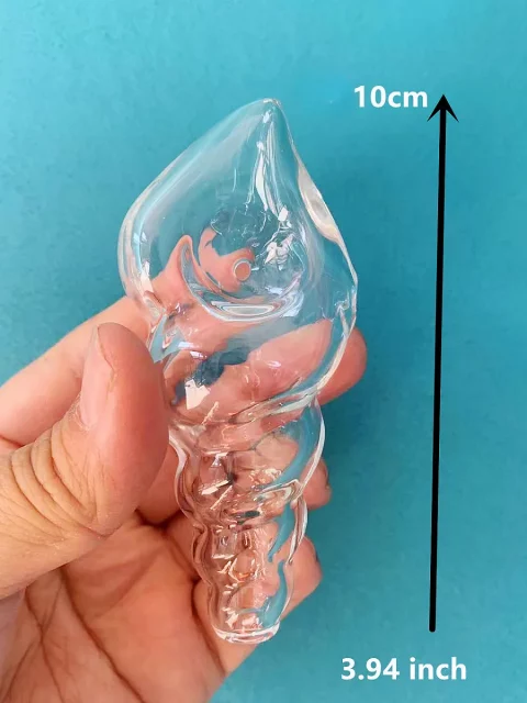 4 Clear Conch Shell-Inspired Swirl Design Glass Hand Pipe
