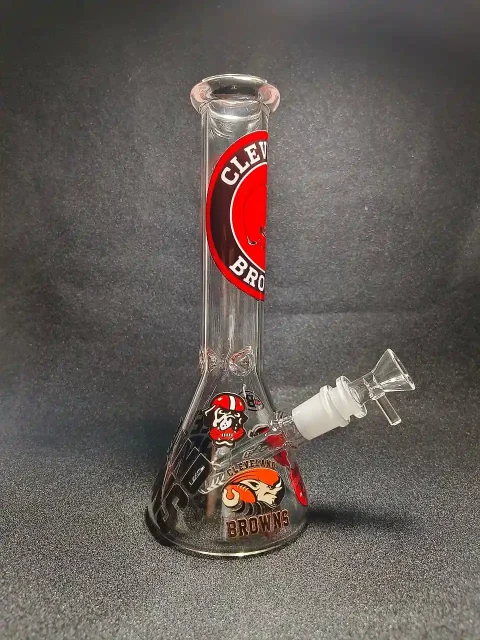 10″ Cleveland Browns NFL Beaker Glass Bong 10" Cleveland Browns NFL Beaker Glass Bong
