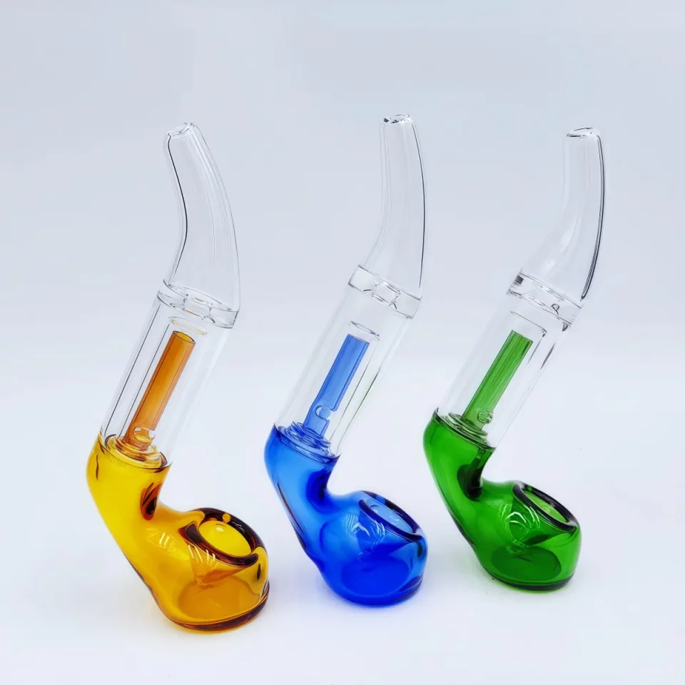 6" Colorful Sherlock Glass Pipe with Perc