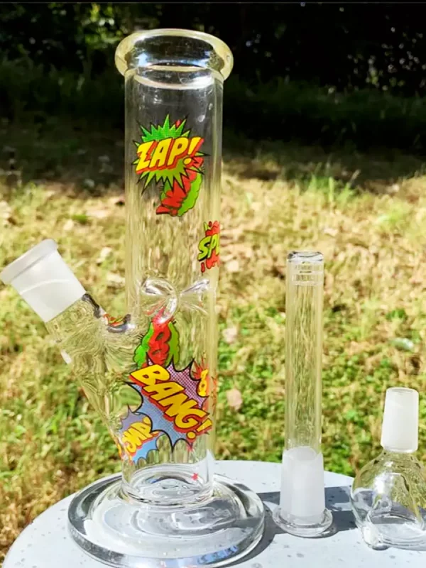 8" Comic Pop Straight Tube Glass Bong