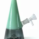7" Pyramid Green Glass Bong with Disc Showerhead Perc