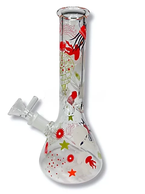 8" Coral Reef Dream Glow-in-the-Dark Jellyfish Beaker Bong