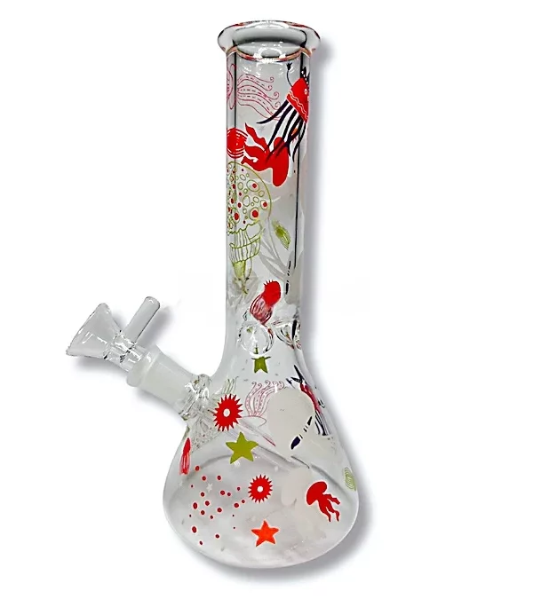 8" Coral Reef Dream Glow-in-the-Dark Jellyfish Beaker Bong
