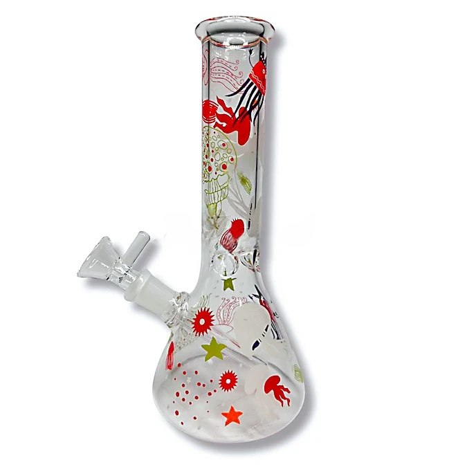 8" Coral Reef Dream Glow-in-the-Dark Jellyfish Beaker Bong