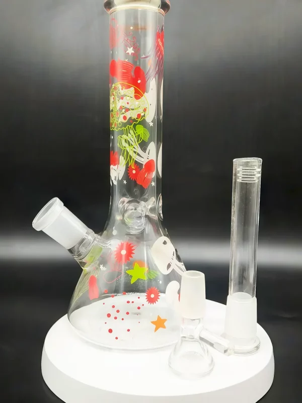 8" Coral Reef Dream Glow-in-the-Dark Jellyfish Beaker Bong
