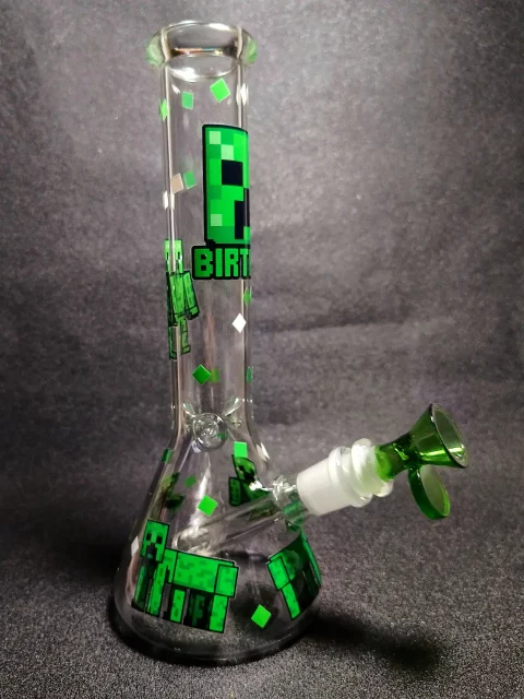 Creeper Minecraft Pixel Green Face Explosion Blocks Beaker Glass Bong Creeper Minecraft Pixel Green Face Explosion Blocks Beaker Glass Bong