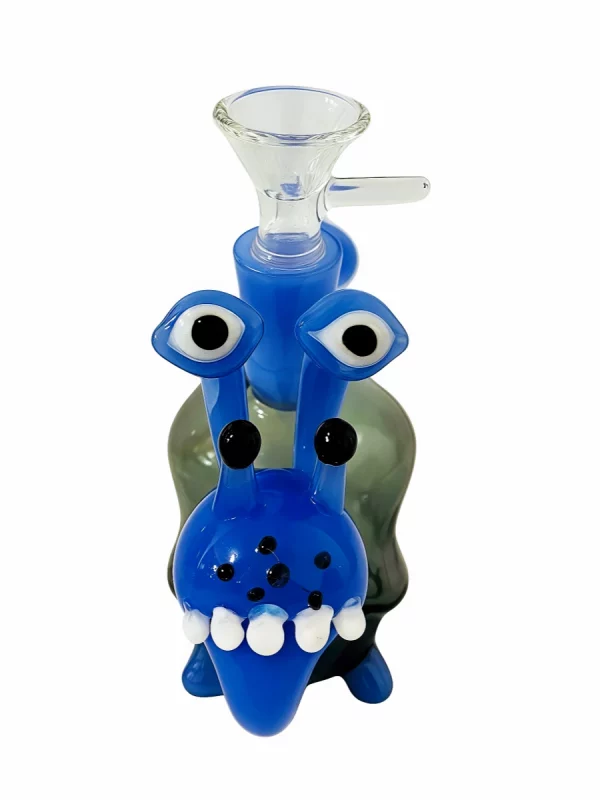5" Cute Blue Snail Glass Bubbler