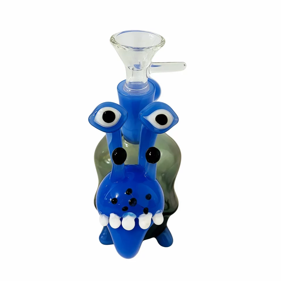 5" Cute Blue Snail Glass Bubbler