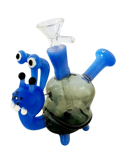 5" Cute Blue Snail Glass Bubbler