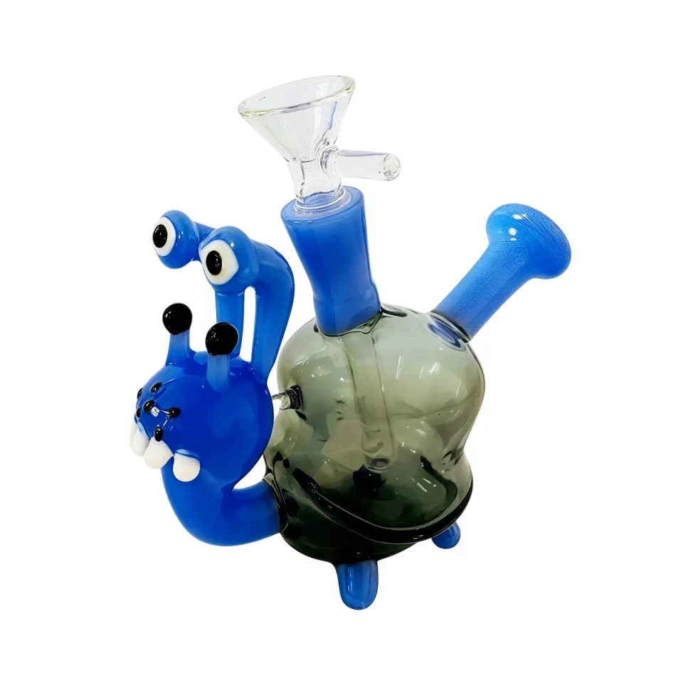 5" Cute Blue Snail Glass Bubbler