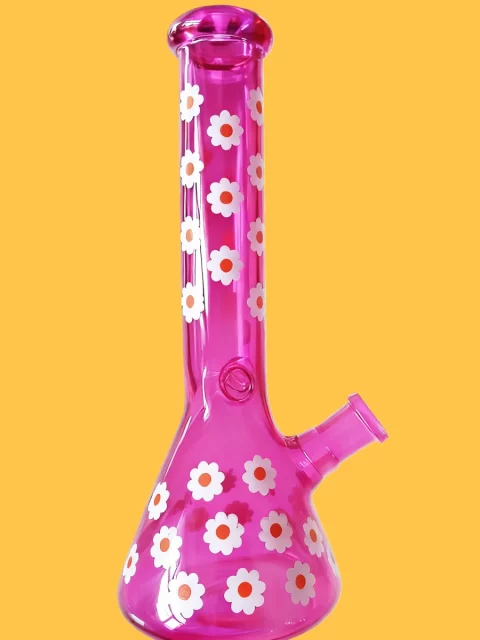 10" Daisy Sweetheart Hot Pink Beaker Bong