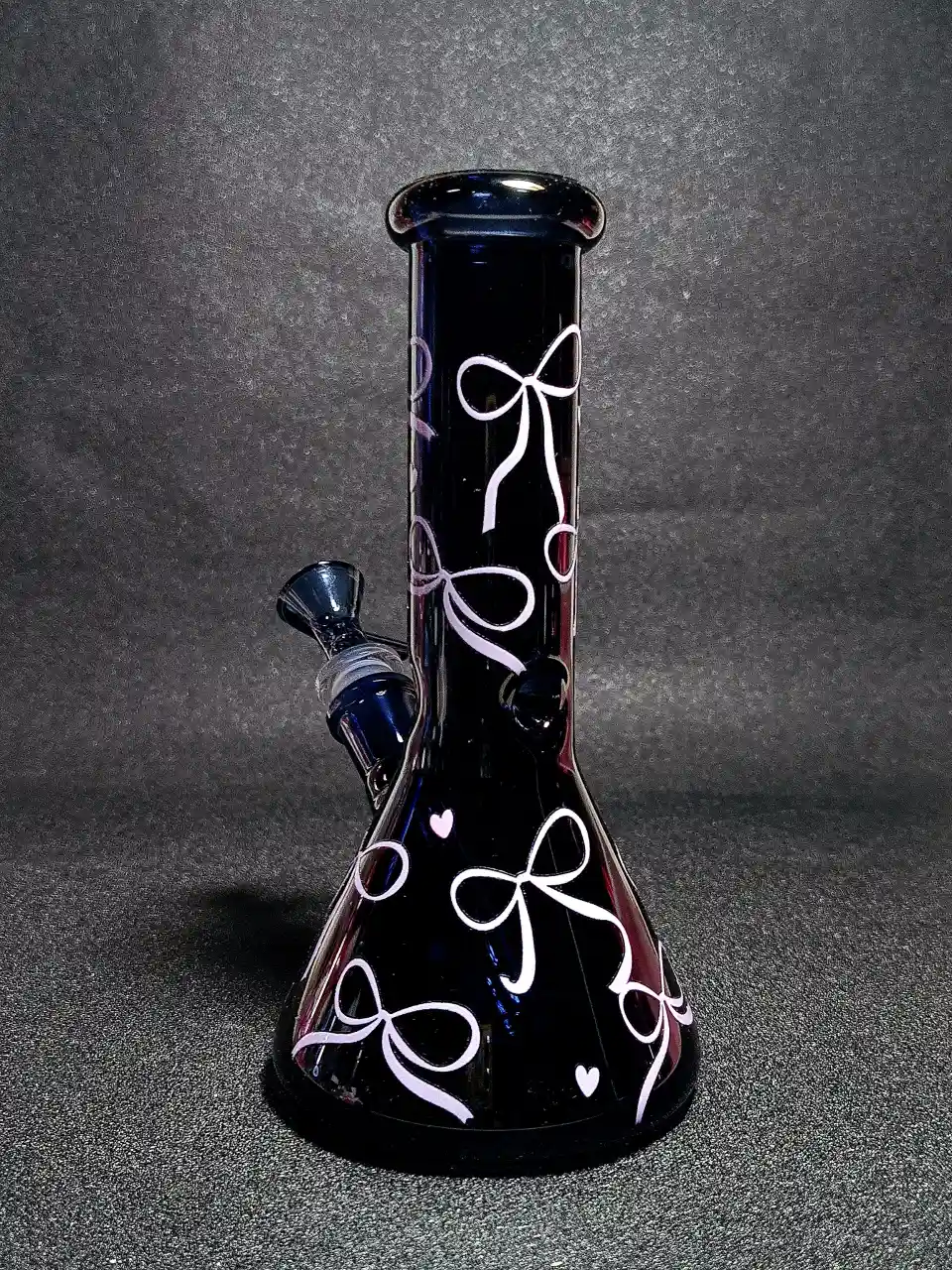Dark Navy Blue & Light Pink Ribbon Bows Beaker Glass Bong
