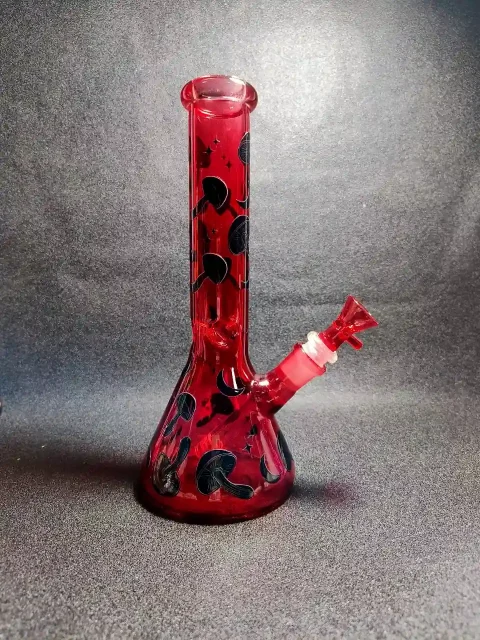 10″ Dark-Night Mushroom Red Beaker Glass Bong 10" Dark-Night Mushroom Red Beaker Glass Bong