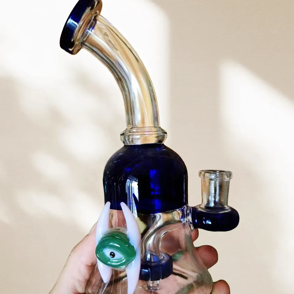8" Deep Blue Single-Eyed Bong/Dab Rig