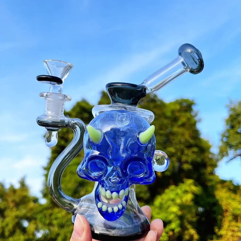 5" Demon Skull Cool Glass Bong/Dab Rig