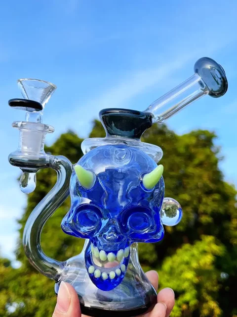 5" Demon Skull Cool Glass Bong/Dab Rig