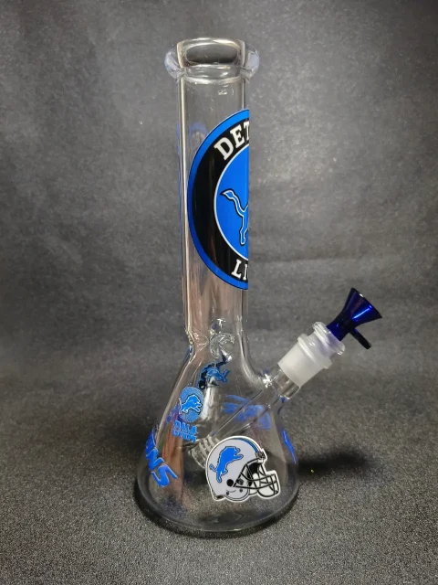 10″ Detroit Lions NFL Lion Logo Honolulu Blue Football Beaker Glass Bong 10" Detroit Lions NFL Lion Logo Honolulu Blue Football Beaker Glass Bong