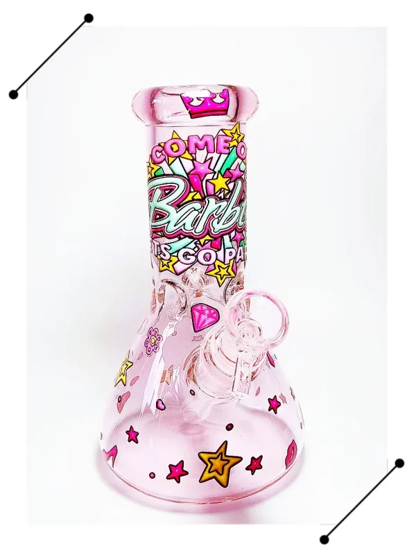 8" 5mm Disco Barbie Pink Beaker Glass Bong