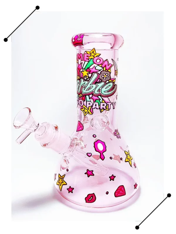 8" 5mm Disco Barbie Pink Beaker Glass Bong