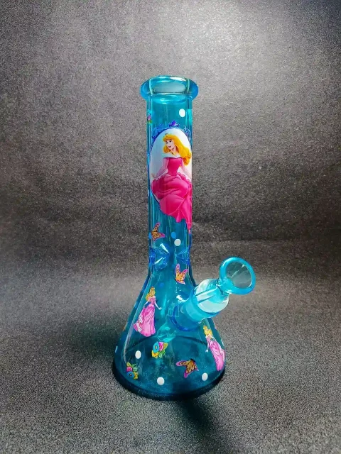 Disney Princess Aurora Ice Teal Beaker Glass Bong