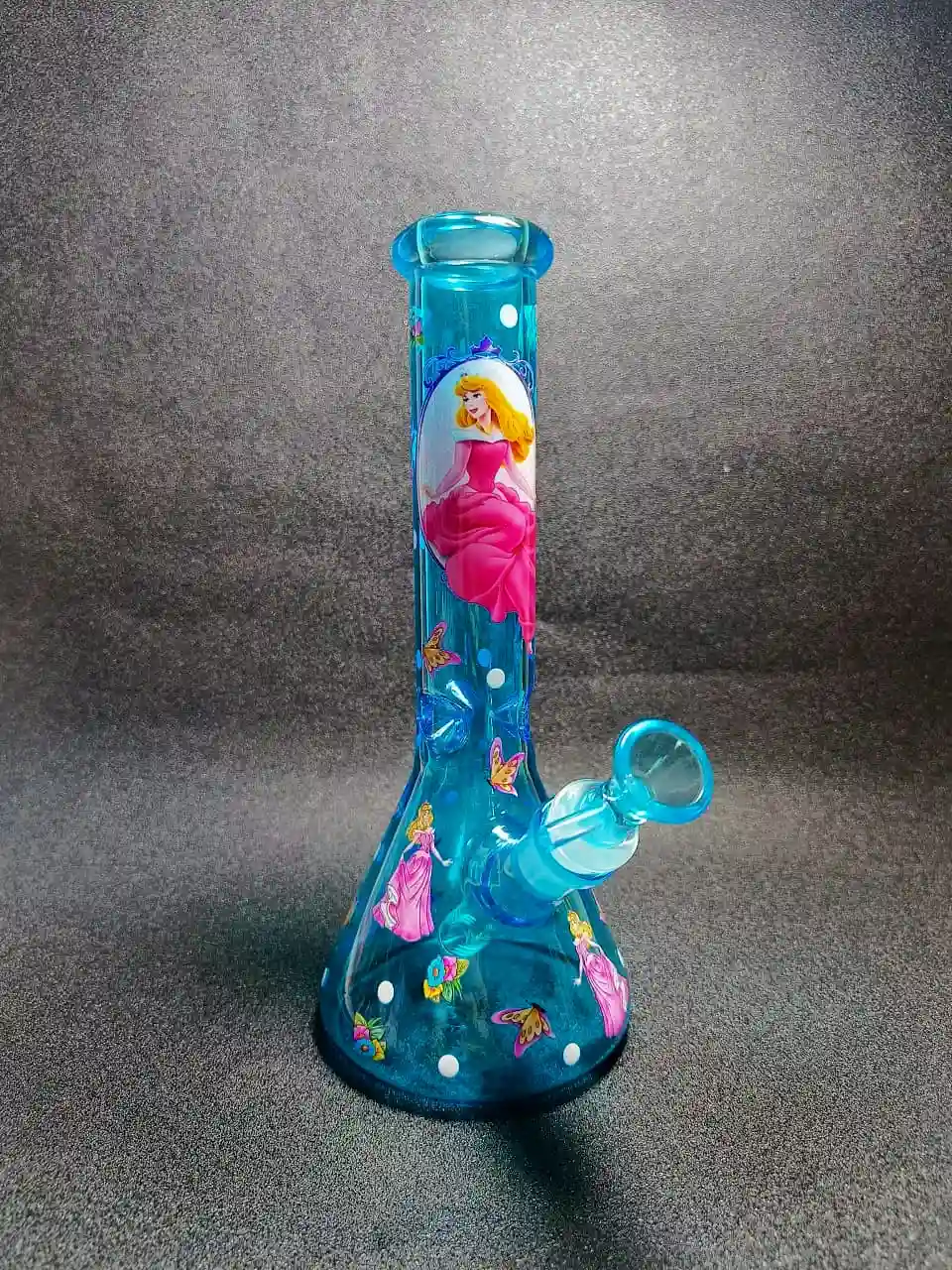 Disney Princess Aurora Ice Teal Beaker Glass Bong