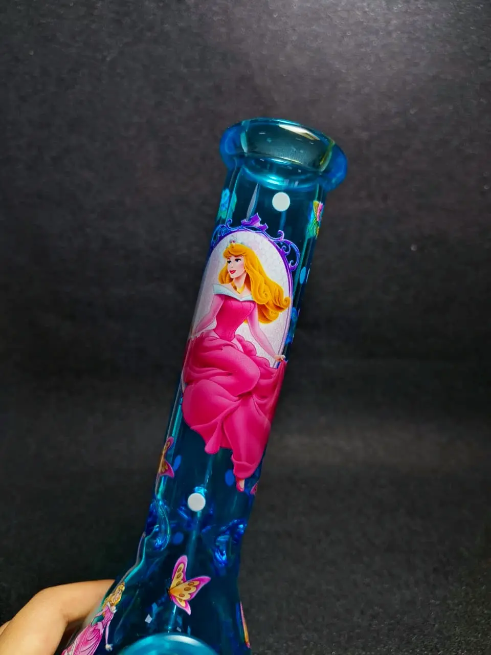 Disney Princess Aurora Ice Teal Beaker Glass Bong