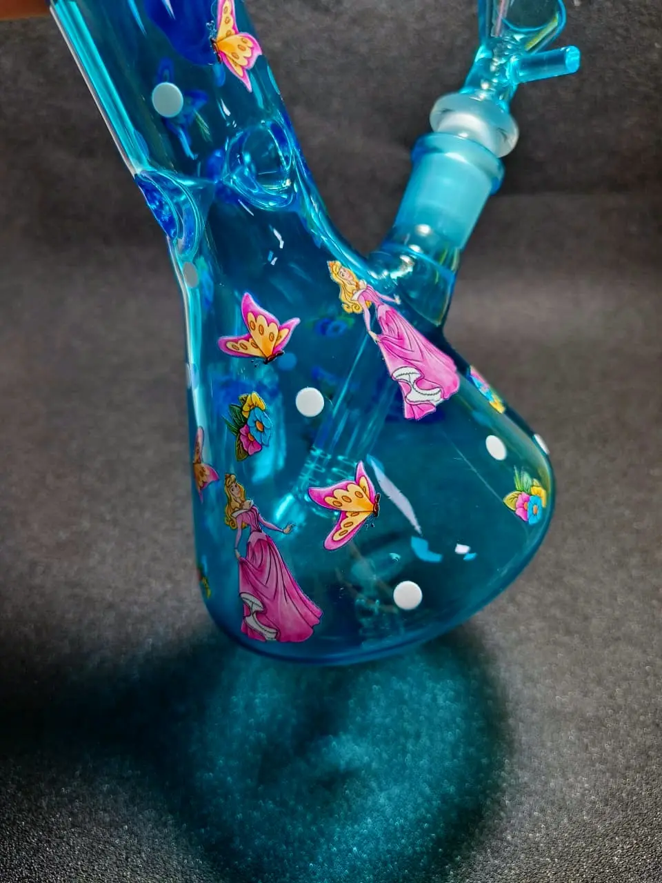 Disney Princess Aurora Ice Teal Beaker Glass Bong