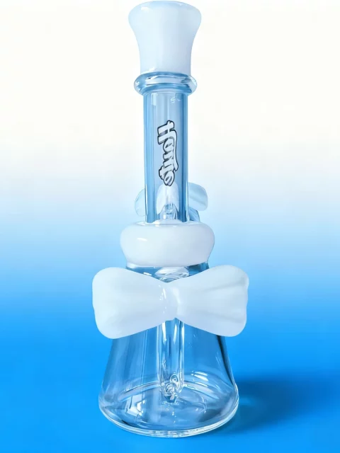 7″ Doll-Inspired Glass Bong with White Bow Accents