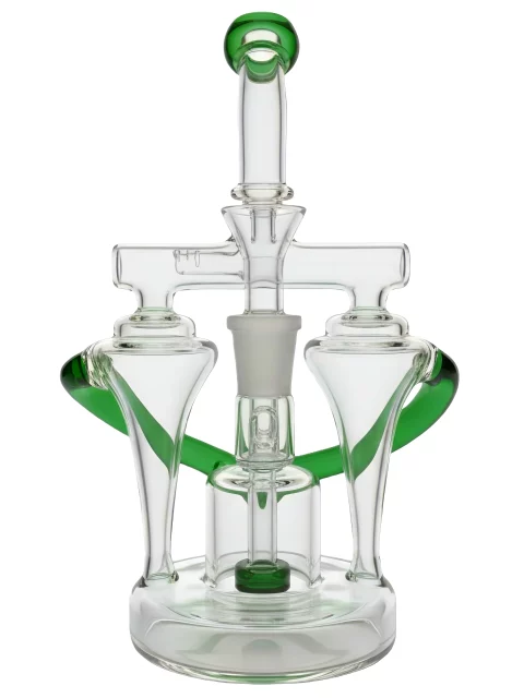 8" Double-Barreled Disc Percolator Glass Bong