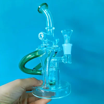 8" Double-Barreled Disc Percolator Glass Bong