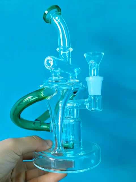 8" Double-Barreled Disc Percolator Glass Bong