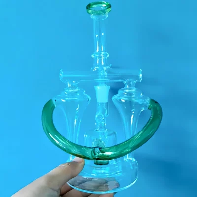 8" Double-Barreled Disc Percolator Glass Bong