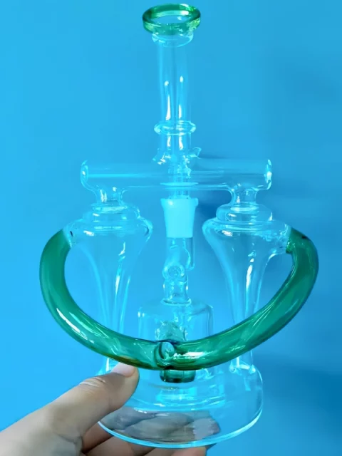 8" Double-Barreled Disc Percolator Glass Bong