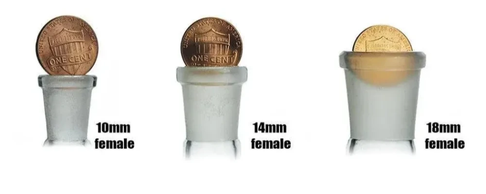 Using a U.S. penny to estimate downstem joint size: 18mm if it fits, 14mm if it partially fits, 10mm if it doesn't fit at all