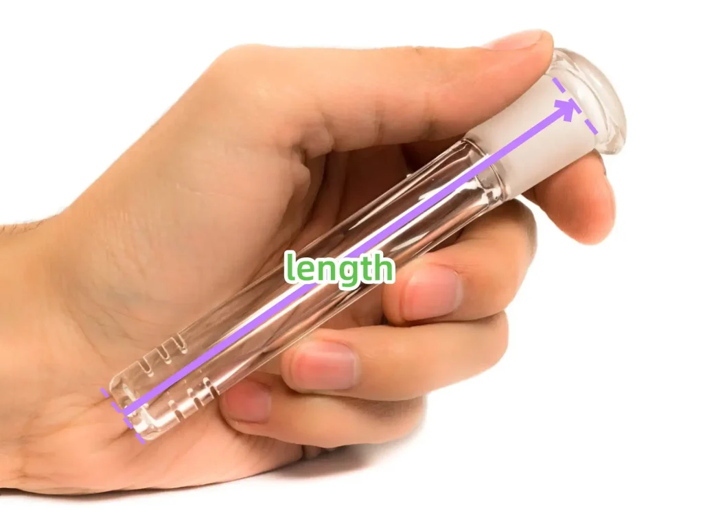 Illustration of the standard method for measuring downstem length from the top edge of the ground joint  to the end tip.
