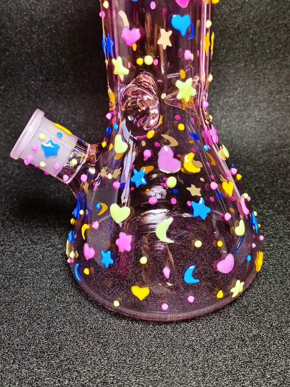 8" Dreamy Moon & Stars Pink Beaker Bong