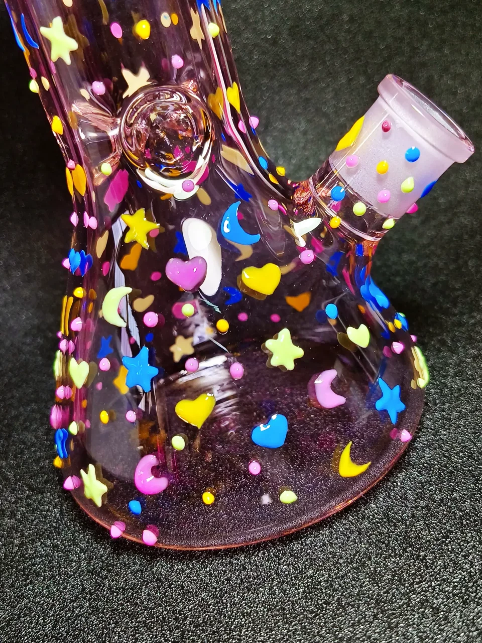 8" Dreamy Moon & Stars Pink Beaker Bong