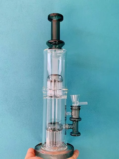 18" Dual-Chamber Bong with Double Tree Percs