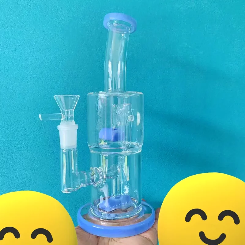 9" Dual Chamber Inline Perc Glass Bong | Purple