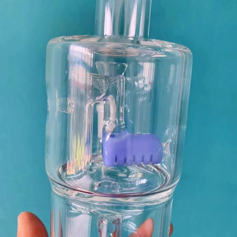 9" Dual Chamber Inline Perc Glass Bong | Purple