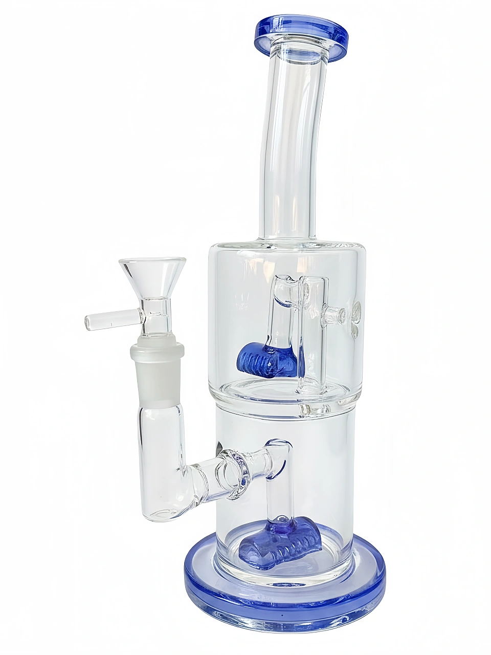 9" Dual Chamber Inline Perc Glass Bong