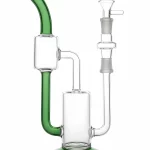 11" Modern Dual-Chamber Recycler Green Glass Bong