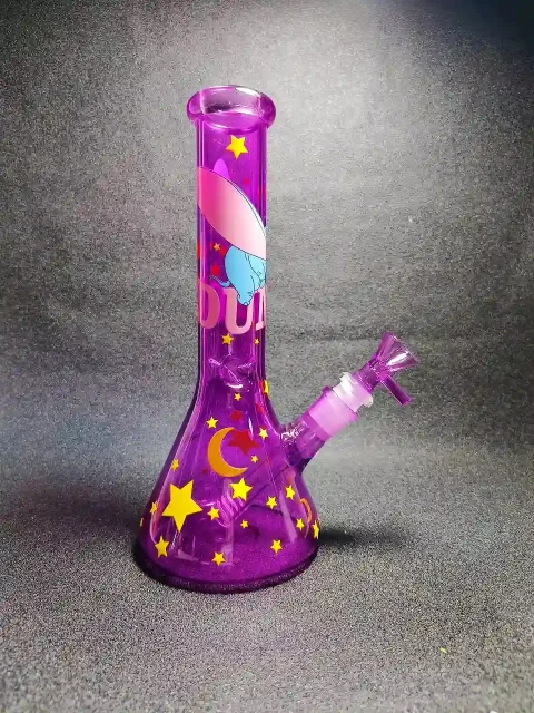 10″ Dumbo Inspired Purple Beaker Glass Bong 10" Dumbo Inspired Purple Beaker Glass Bong