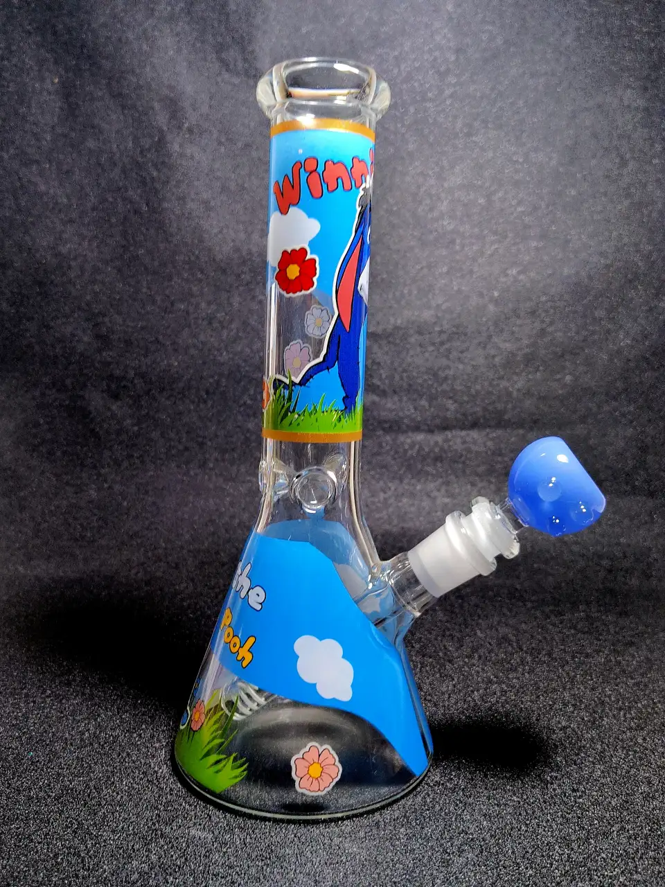 Eeyore Winnie the Pooh Blue Theme Beaker Glass Bong
