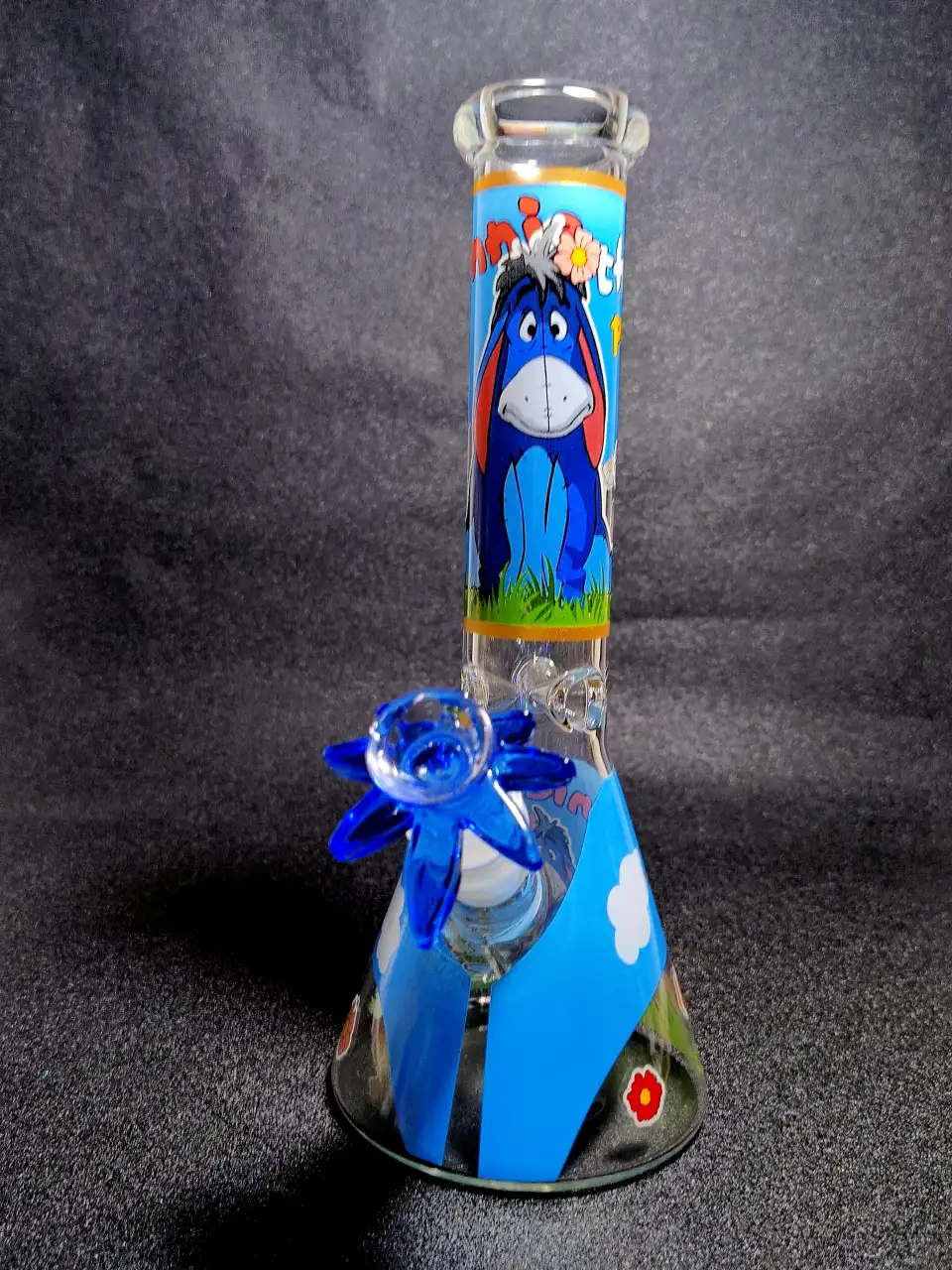 Eeyore Winnie the Pooh Blue Theme Beaker Glass Bong