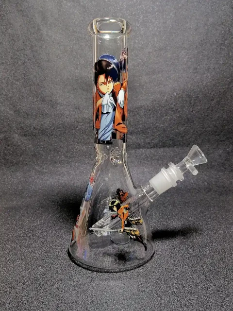 Eren Yeager Levi Ackerman Mikasa Attack on Titan Survey Corps Beaker Glass Bong Eren Yeager Levi Ackerman Mikasa Attack on Titan Survey Corps Beaker Glass Bong
