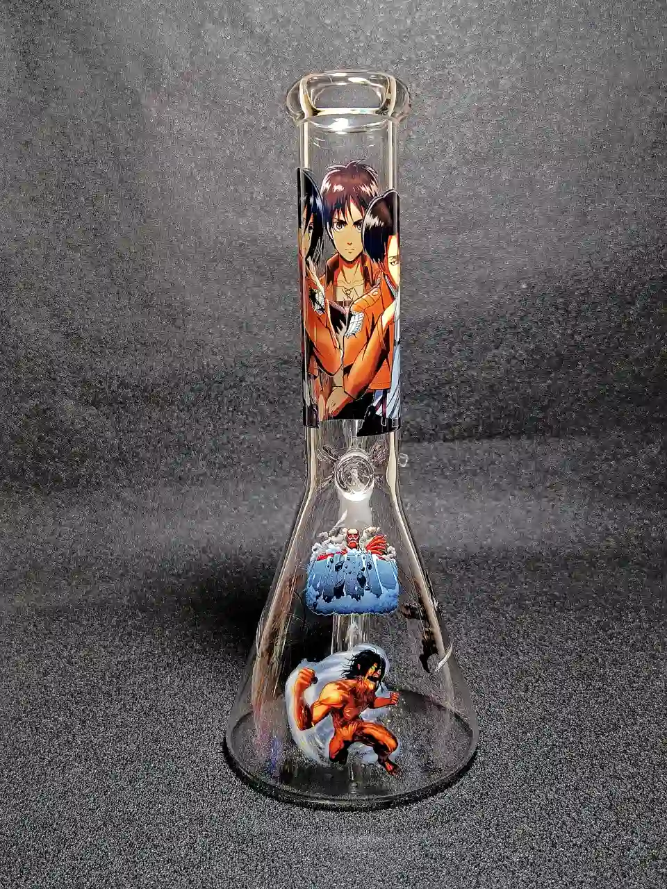 Eren Yeager Levi Ackerman Mikasa Attack on Titan Survey Corps Beaker Glass Bong