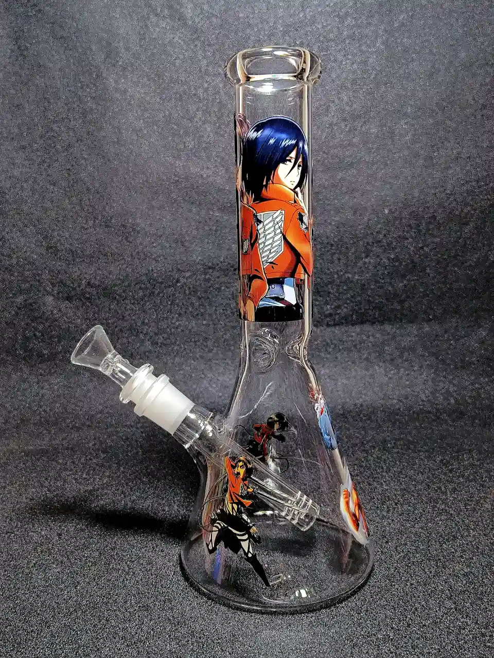 Eren Yeager Levi Ackerman Mikasa Attack on Titan Survey Corps Beaker Glass Bong