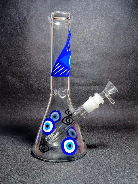 Evil Eye Mystic Blue Beaker Glass Bong Evil Eye Mystic Blue Beaker Glass Bong