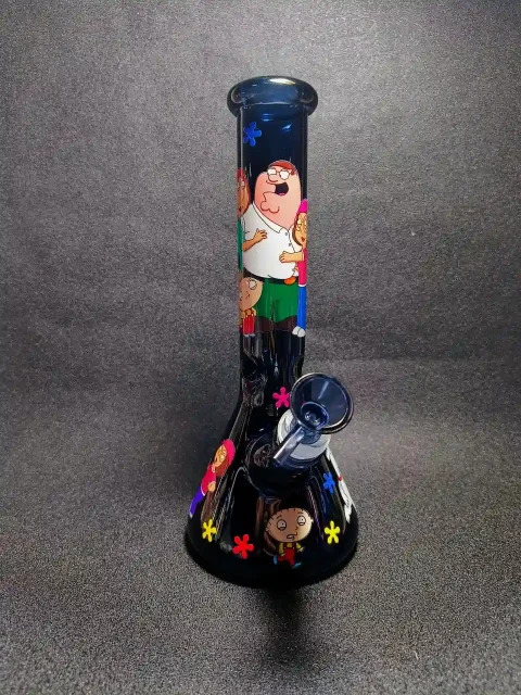 10" Family Guy Dark Humor Black Beaker Glass Bong